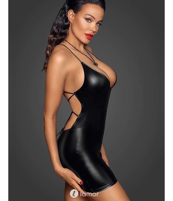 * NOIR handmade Wetlook mini jurk met vetersluiting op rug van Noir Handmade uit de collectie Fucking Fabulous