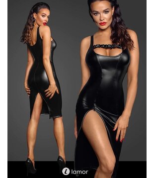 Wetlook jurk met ritsluiting -F251