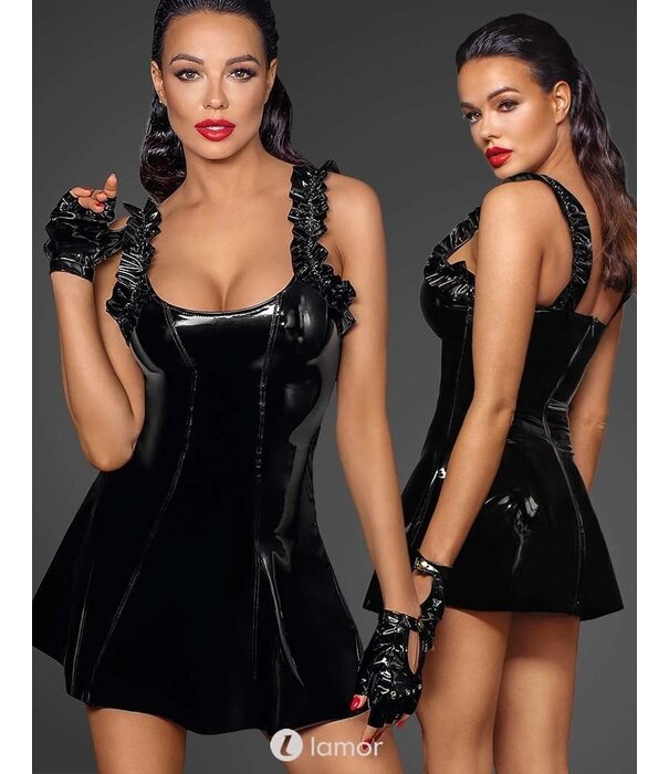 * NOIR handmade Lak  jurk met klokrok  Noir Handmade Fucking Fabulous Collection