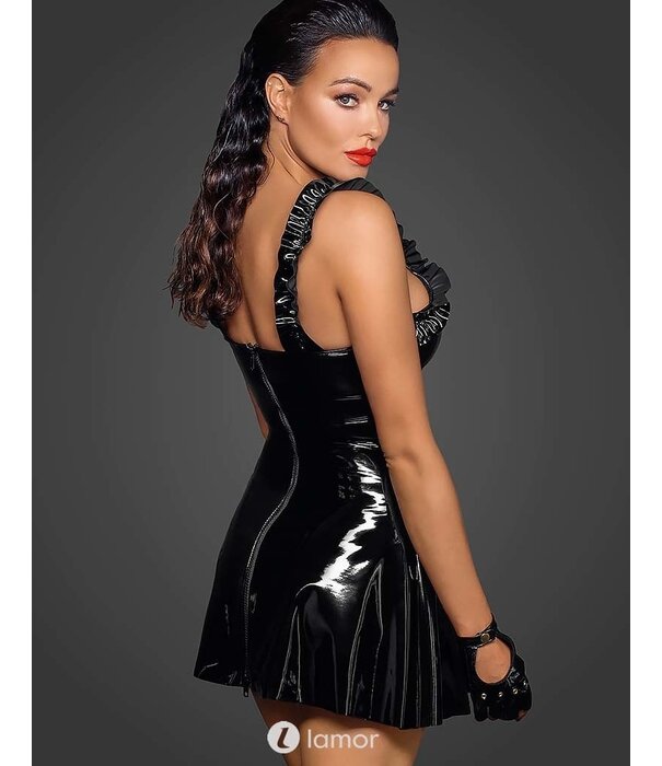 * NOIR handmade Lak  jurk met klokrok  Noir Handmade Fucking Fabulous Collection