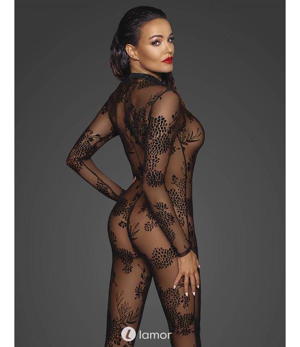 * NOIR handmade Tule Catsuit met  3-Weg rits van Noir Handmade Fucking Fabulous Collection