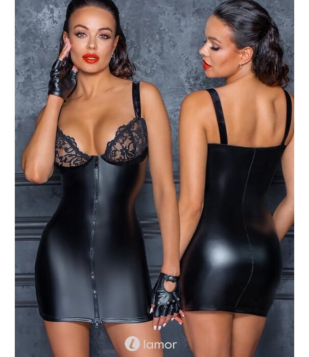 * NOIR handmade Wetlook mini jurk met tule cups van Noir Handmade uit de collectie Fucking Fabulous