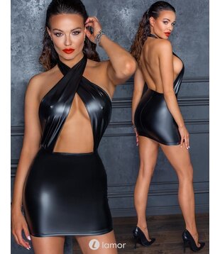 Wetlook mini jurk - F255