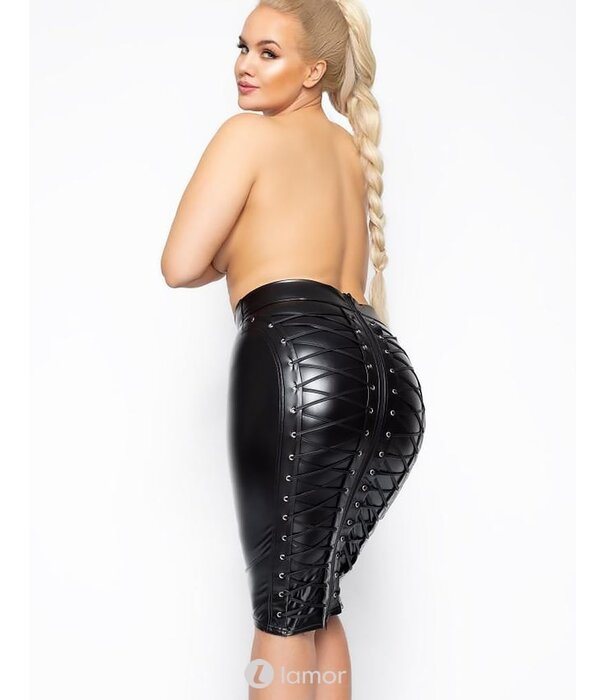 * NOIR handmade Wetlook kokerrok F273  van Noir Handmade curves Collectie