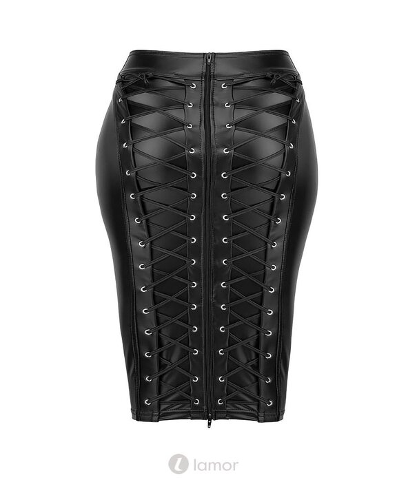 * NOIR handmade Wetlook kokerrok F273  van Noir Handmade curves Collectie