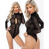 Tule dames body met luipaard print - F287 van Noir Handmade Boudoir Stories