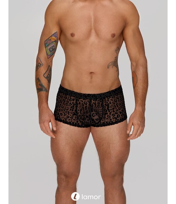 * NOIR handmade Leopard Flock heren short van Noir Handmade