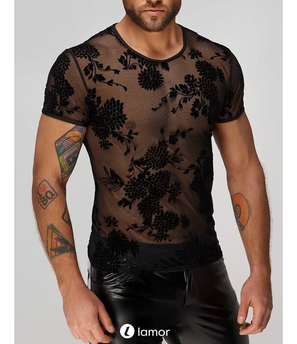 * NOIR handmade Stijlvol Flower Flock Heren T-Shirt van Noir Handmade