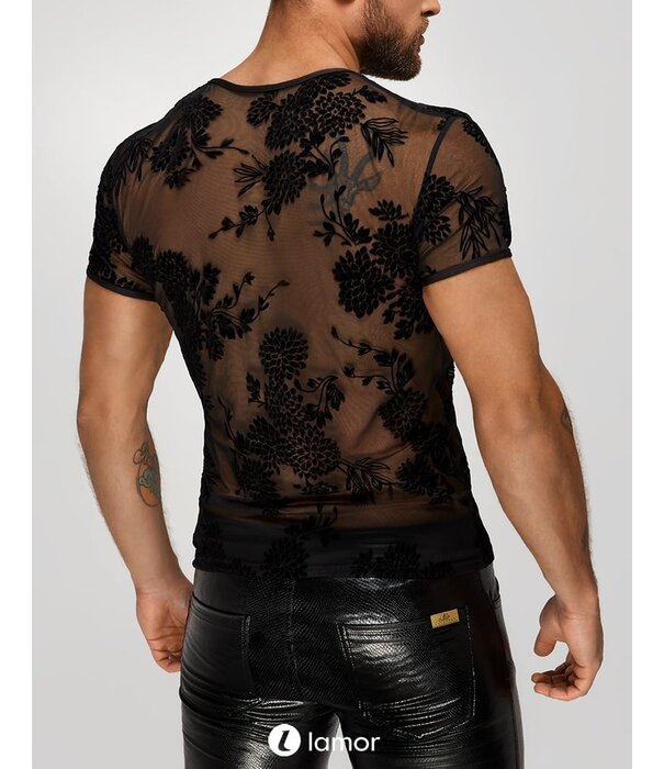 * NOIR handmade Stijlvol Flower Flock Heren T-Shirt van Noir Handmade