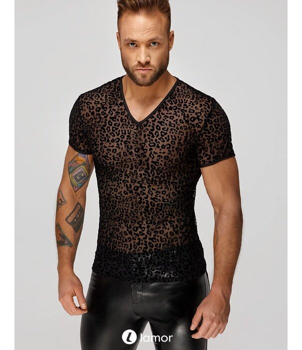 * NOIR handmade Stijlvol Leopard Flock Heren T-Shirt van Noir Handmade