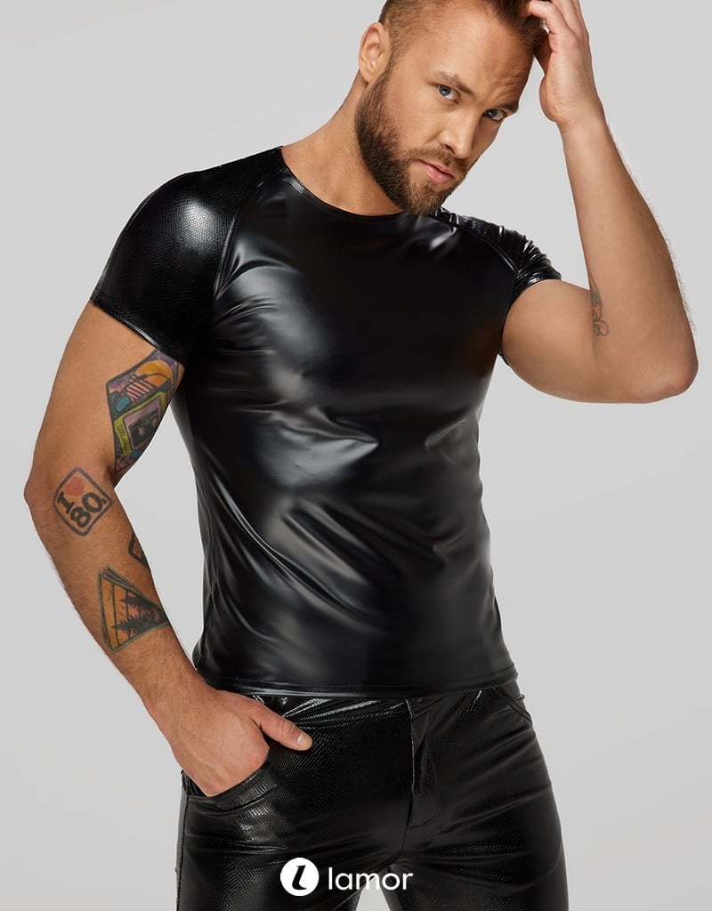 * NOIR handmade Wetlook Heren T-Shirt, H070 afbeelding