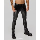 Wetlook herenbroek met slangen-reliëf – Noir Handmade