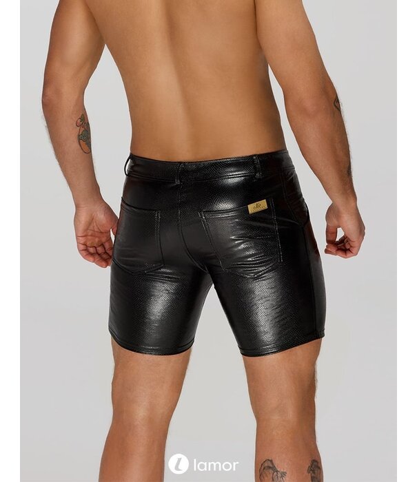 * NOIR handmade Wetlook Heren short met slangen relief van Noir Handmade