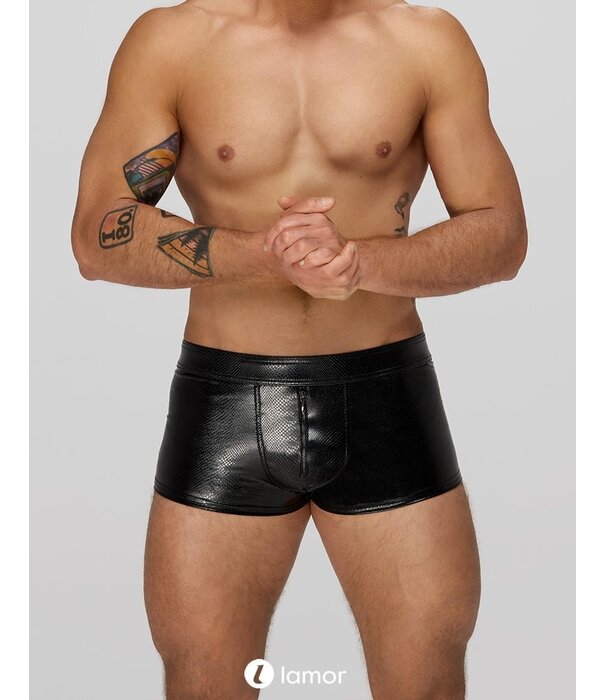 * NOIR handmade Wetlook Heren short met slangen relief van Noir Handmade