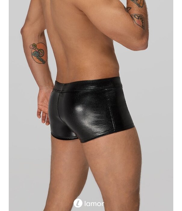 * NOIR handmade Wetlook Heren short met slangen relief van Noir Handmade