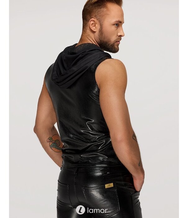 * NOIR handmade Wetlook Heren Hoodie met slangen relief van Noir Handmade