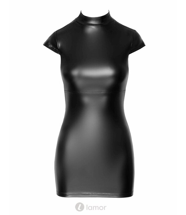 * NOIR handmade Wetlook mini jurk met blote rug Noir Handmade uit de collectie Libido