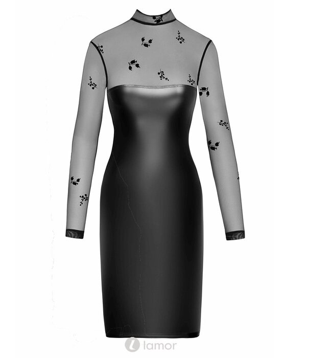 * NOIR handmade Wetlook halflange jurk met tule  van Noir Handmade uit de collectie Libido