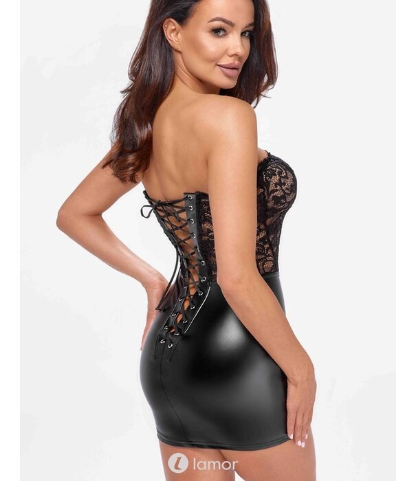 * NOIR handmade Wetlook met kant korsetjurk van Noir Handmade  Libido