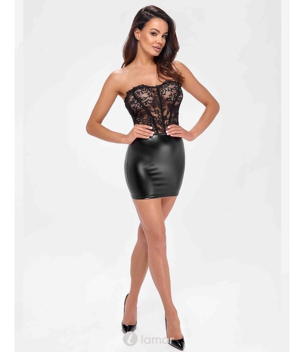* NOIR handmade Wetlook met kant korsetjurk van Noir Handmade  Libido