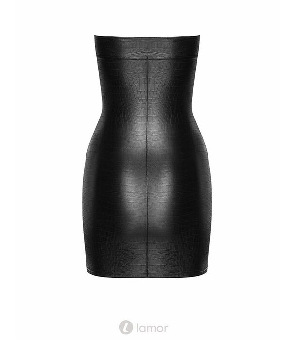 * NOIR handmade Wetlook strapless mini jurk met Krokkodil motief Noir Handmade uit de collectie Libido