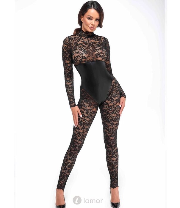 * NOIR handmade  Catsuit met onderborstkorset met bloemen print van Noir Handmade Libido
