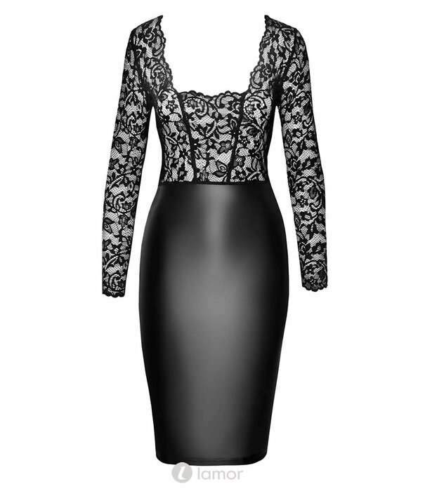 * NOIR handmade Wetlook halflange jurk met kant van Noir Handmade uit de collectie Libido