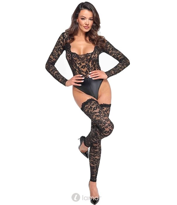 * NOIR handmade Wetlook body met kanten top deel van Noir Handmade  Libido