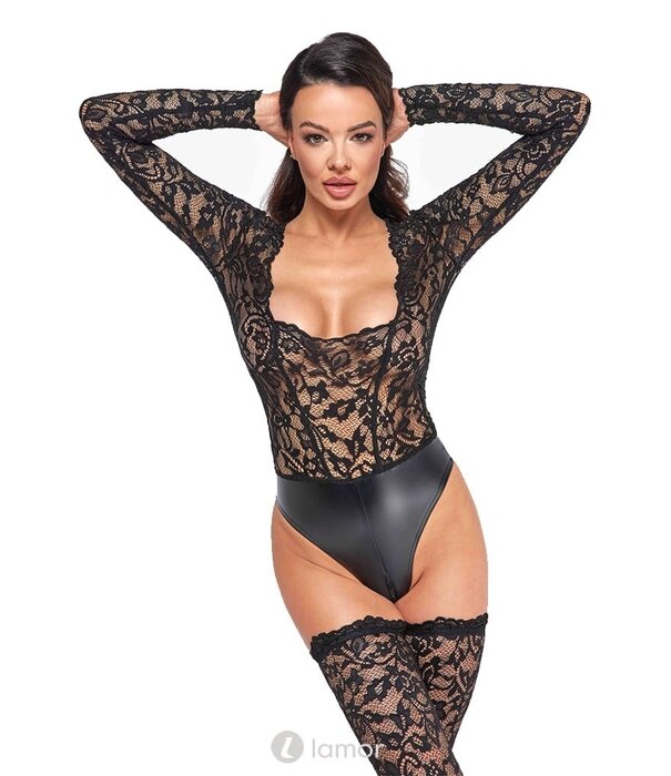 * NOIR handmade Wetlook body met kanten top deel van Noir Handmade  Libido