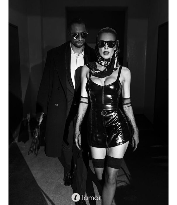 * NOIR handmade Wetlook mini jurk met Ritssluiting van Noir Handmade uit de collectie Projectfetish