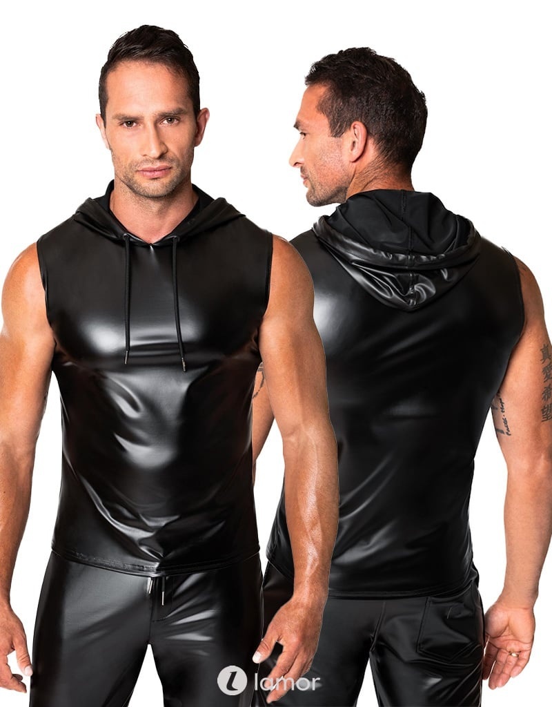 * NOIR handmade Wetlook Heren Hoodie, H081 afbeelding