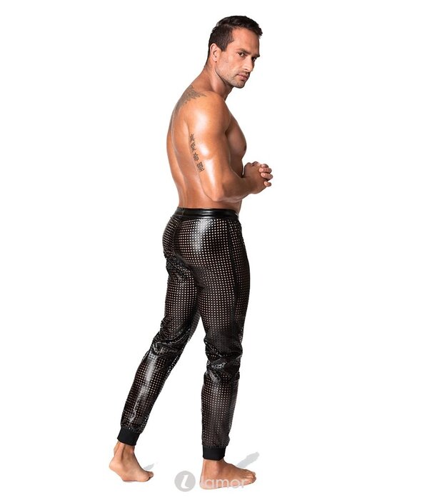 * NOIR handmade Wetlook heren broek geperforeerde stof, van Noir Handmade Chaos Collection