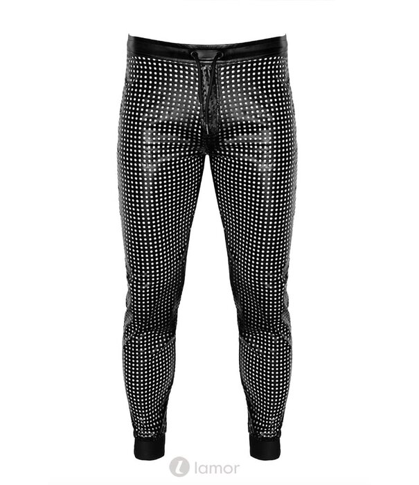 * NOIR handmade Wetlook heren broek geperforeerde stof, van Noir Handmade Chaos Collection