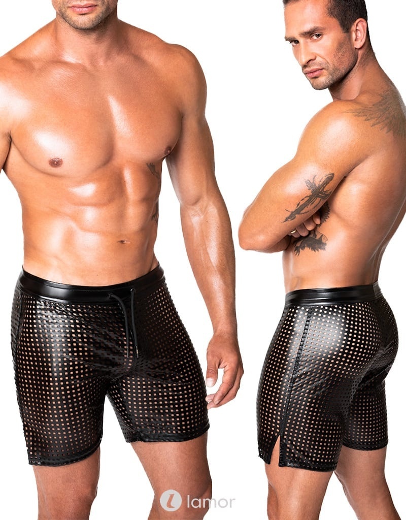* NOIR handmade Wetlook Heren short met veter, H077 afbeelding