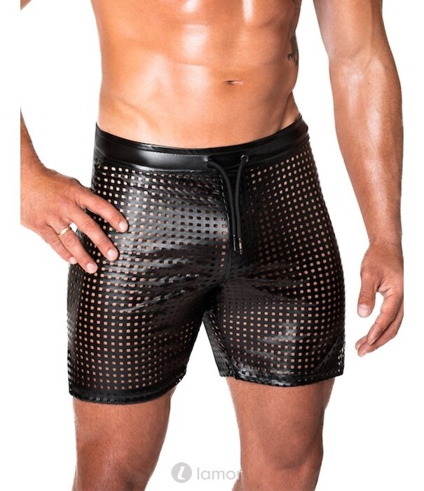 * NOIR handmade Wetlook Heren short met veter van Noir Handmade Chaos Collection    -