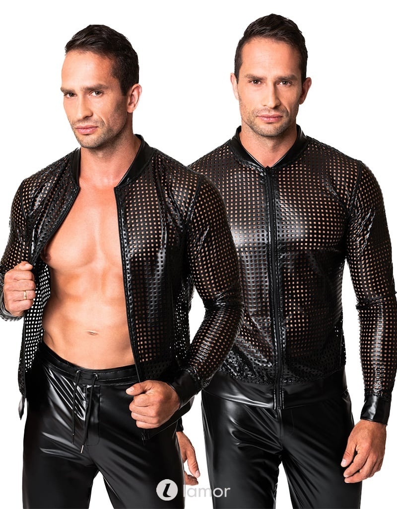 * NOIR handmade Wetlook herenjack geperforeerd, H076 afbeelding