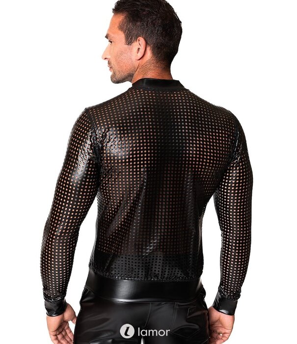 * NOIR handmade Sexy Powerwetlook heren Jackgeperforeerd van Noir Handmade Chaos Collection