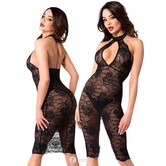 Halflange kanten halterjurk Nocturne van Noir Handmade Orgia Collection