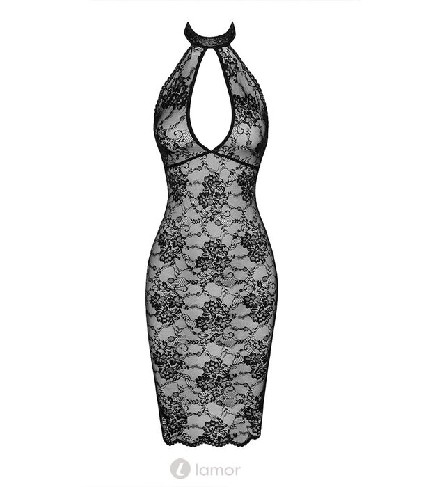 * NOIR handmade Halflange kanten halterjurk Nocturne van Noir Handmade  Orgia Collection