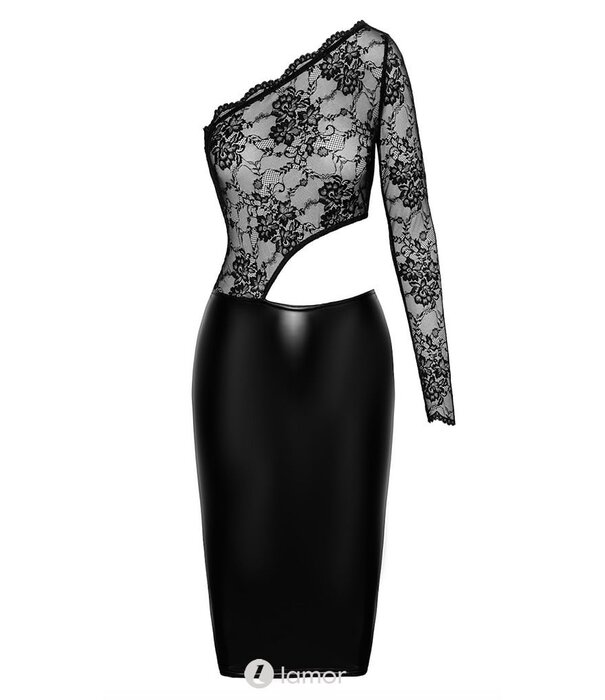 * NOIR handmade Wetlook halflange jurk Erotica met kant van Noir Handmade uit de collectie Ogia