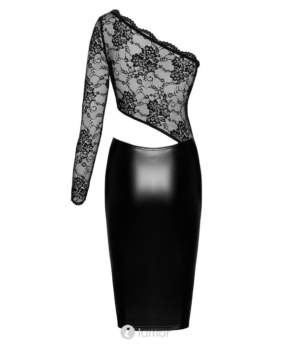 * NOIR handmade Wetlook halflange jurk Erotica met kant van Noir Handmade uit de collectie Ogia