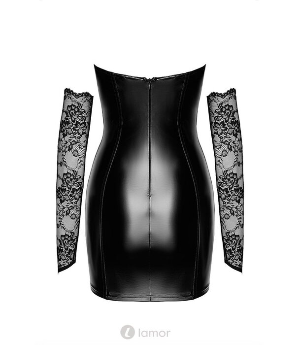 * NOIR handmade Wetlook Strapless jurk Harmonia met kant van Noir Handmade uit de collectie Ogia