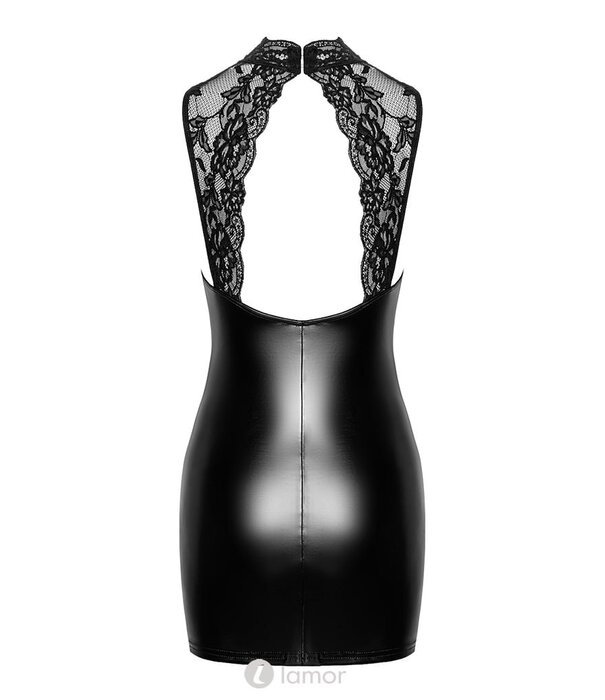 * NOIR handmade Wetlook mini jurkje Pandora met kant  van Noir Handmade Orgia Collection