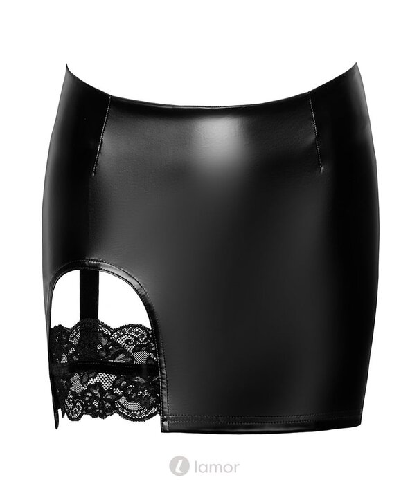 * NOIR handmade Wetlook mini rokje Velvetine van Noir Handmade Orgia collection