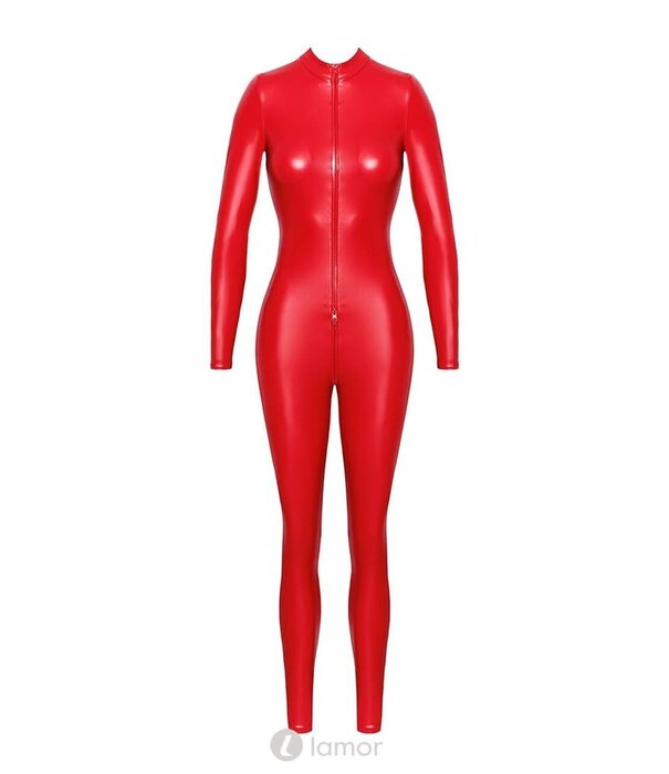 * NOIR handmade Rode wetlook catsuit Chimera met rittsluiting Noir Handmade  Orgia
