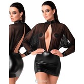 Wetlook mini jurkje met tule Opium  van Noir Handmade Orgie Collection