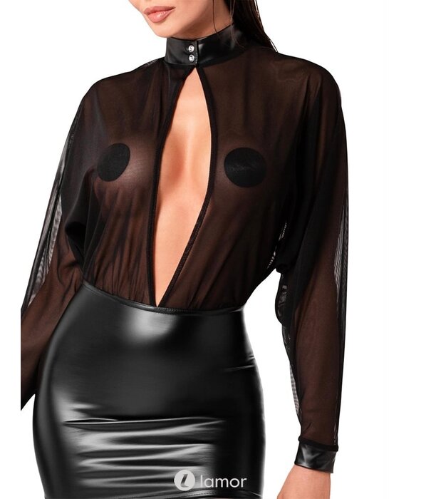 * NOIR handmade Wetlook mini jurkje met tule Opium  van Noir Handmade Orgie Collection