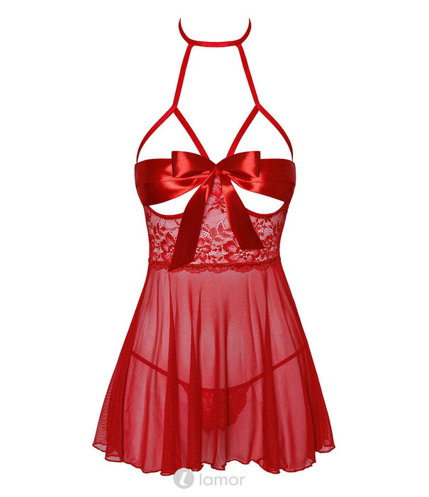 * KISSABLE VAN NOIR HANDMADE Sexy babydoll van tule met hoogwaardig kant van het merk Kissable