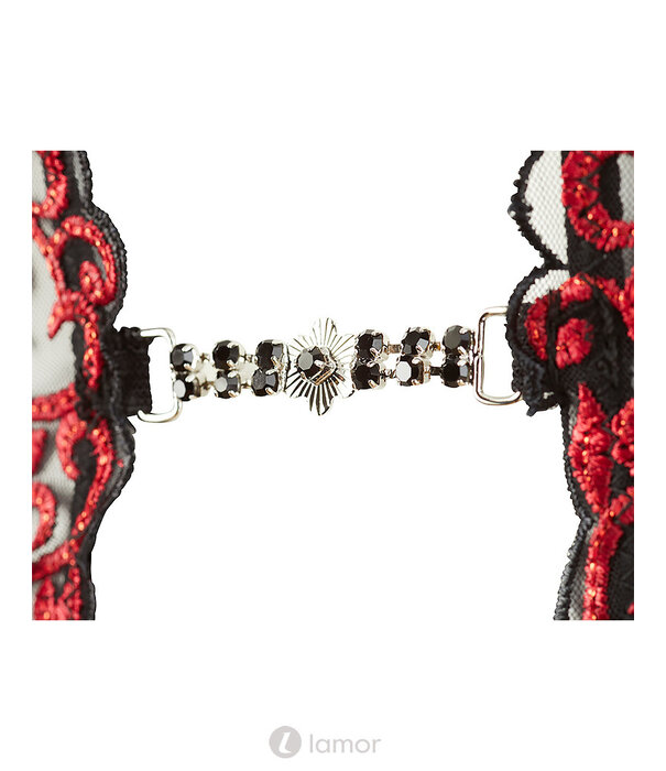 * ABIERTA FINA Sexy 3-delige zwart rode  kanten set Shalitha