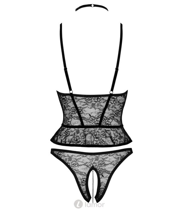 * ABIERTA FINA 2-delige zwarte lingerie set  Carol met adembenemende details